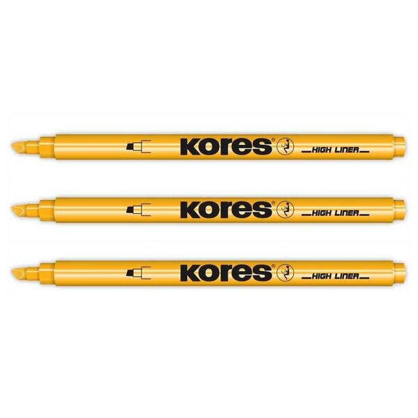 Surligneur Stylo Pointe biseautée 0 5-3 5mm Orange x 3 KORES