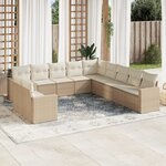 vidaXL Salon de jardin 11 Pièces avec coussins beige résine tressée