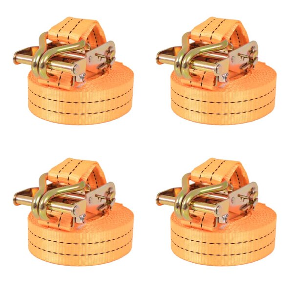 vidaXL Sangle d’arrimage à cliquet 4 Pièces 1 tonne 6 m x 38 mm Orange