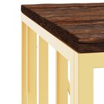 vidaXL Table basse doré acier inoxydable et bois massif récupération