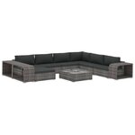 Vidaxl salon de jardin 10 pièces avec coussins résine tressée gris
