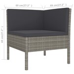 Salon de jardin meuble d'extérieur ensemble de mobilier 12 pièces avec coussins résine tressée gris 02_0015642