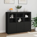 vidaXL Buffets avec lumières LED 3 Pièces noir bois d'ingénierie