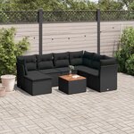 vidaXL Salon de jardin 8 Pièces avec coussins noir résine tressée