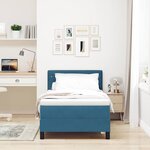 Lit box spring vidaXL avec matelas bleu foncé 100x200 cm en velours