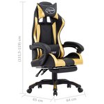 vidaXL Fauteuil de jeux vidéo avec repose-pied Doré et noir Similicuir