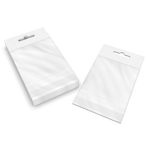 Lot de 250 85x80 mm sac transparent cellophane avec dispositif d'accrochage en rayon - 250