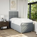 vidaXL Sommier à lattes de lit et matelas Gris clair 90x190 cm Tissu