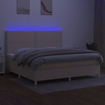 vidaXL Sommier à lattes de lit et matelas et LED Crème 200x200cm Tissu