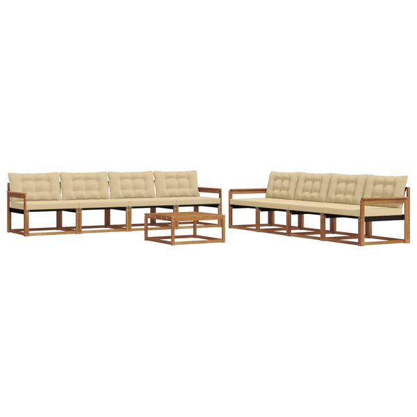 vidaXL Ensemble de canapés d'extérieur 9 pc Naturel et Beige