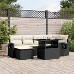 vidaXL Salon de jardin 7 Pièces avec coussins noir résine tressée