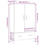 vidaXL Buffet haut gris béton 69 5x31x115 cm bois d'ingénierie