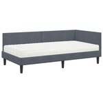 vidaXL Cadre de lit d'angle avec matelas Autre 2 Pièces Gris Velours