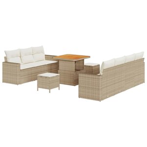 vidaXL Ensemble de canapé de jardin avec coussin 10 Pièces beige et crème