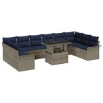 vidaXL Ensemble de canapé de jardin 11 Pièces Gris Poly rotin