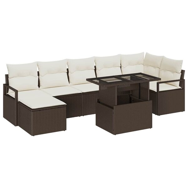 vidaXL Ensemble de canapé de jardin 8 Pièces Marron Poly rotin