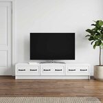 vidaXL Meuble TV Blanc 147 x 34 5 x 27 cm Bois d'ingénierie