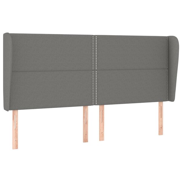 vidaXL Tête de lit avec oreilles Gris foncé 203x23x118/128 cm Tissu