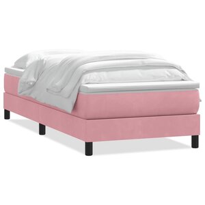 vidaXL Sommier à lattes de lit avec matelas rose 80x220 cm velours