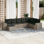 vidaXL Salon de jardin 8 Pièces avec coussins gris clair résine tressée