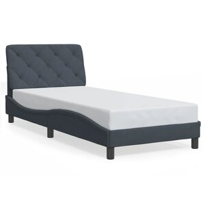 vidaXL Cadre de lit sans matelas gris foncé 90x190 cm velours