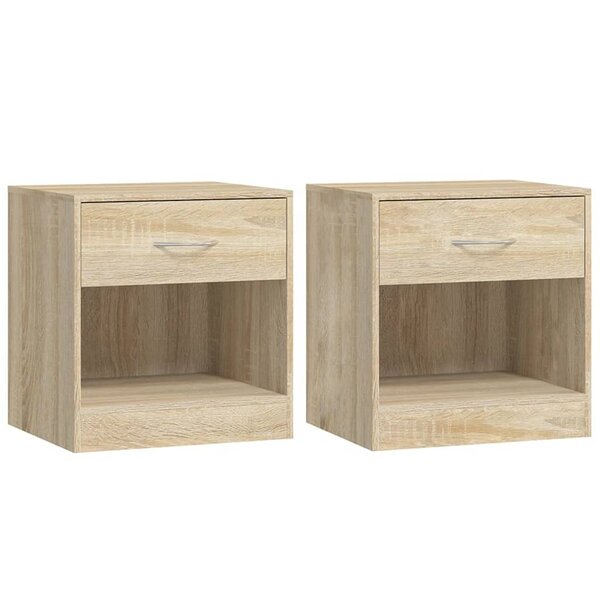 vidaXL Table de chevet 2 Pièces avec tiroir Couleur de chêne