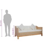 vidaXL Canapé à 3 places avec coussins Rotin naturel