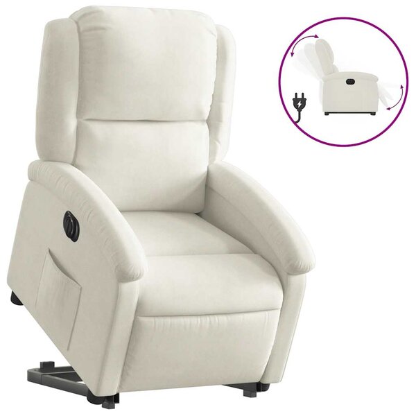 vidaXL Fauteuil inclinable électrique crème velours