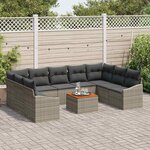 vidaXL Ensemble de canapé de jardin 10 Pièces Gris Poly rotin