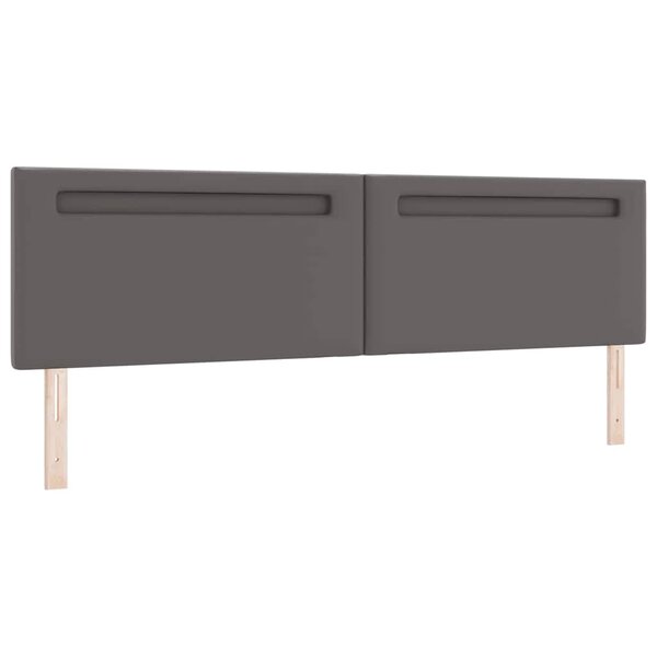 vidaXL Tête de lit avec des lumières à LED Gris 200 cm PVC