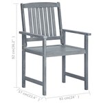 vidaXL Chaises de jardin et coussins lot de 4 Gris Bois acacia massif