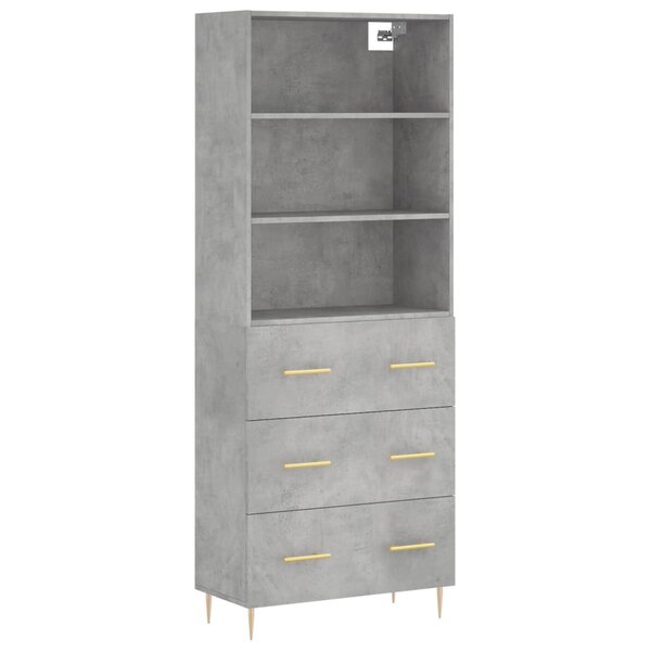 vidaXL Buffet haut Gris béton 69 5x34x180 cm Bois d'ingénierie