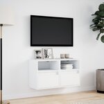 vidaXL Meubles TV muraux avec lumières LED 2 Pièces blanc 41x31x45 cm