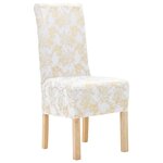 vidaXL Housses extensibles de chaise 6 Pièces Blanc avec imprimé doré