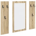 vidaXL Porte-manteau mural avec stockage avec miroir Chêne sonoma 96 x 1 5 x 90 cm
