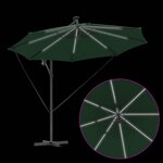 vidaXL Parasol banane à mât déporté Vert 294 x 294 x 248 cm