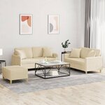 vidaXL Ensemble de canapés 3 Pièces avec coussins crème tissu