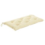 vidaXL Banc de jardin avec coussin blanc crème 112 cm Bois de teck