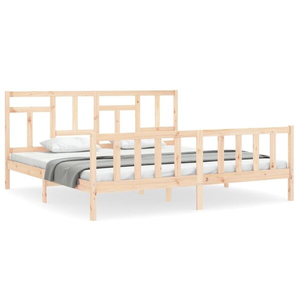 vidaXL Cadre de lit avec tête de lit 200x200 cm bois massif