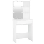 vidaXL Coiffeuse à LED avec armoire Blanc Bois d'ingénierie