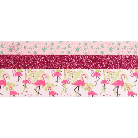 3 glitter tapes - 2 x 5 m et 1 x 2 m - flamant rose