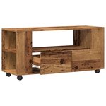 vidaXL Meuble TV avec roulettes vieux bois bois d'ingénierie