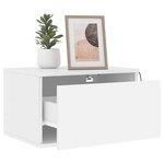 vidaXL Table de chevet murale avec lumières LED blanc