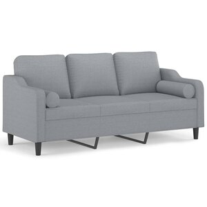 vidaXL Canapé 3 places avec oreillers gris clair 180 cm tissu