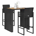 vidaXL Ensemble de bar de jardin 3 Pièces sans coussins noir poly rotin