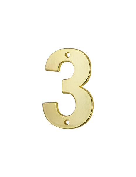 THIRARD - Chiffre 3  laiton  à visser  H.51mm  doré - THIRARD