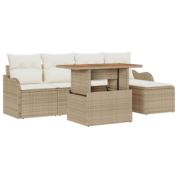 vidaXL Ensemble de canapé de jardin avec coussin 6 Pièces beige et crème