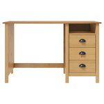 vidaXL Bureau Hill avec 3 tiroirs 120x50x74 cm Pin solide