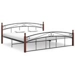 vidaXL Cadre de lit sans matelas noir métal bois chêne 200x200 cm