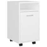 vidaXL Armoire latérale avec roues Blanc 33x38x60 cm Bois d’ingénierie
